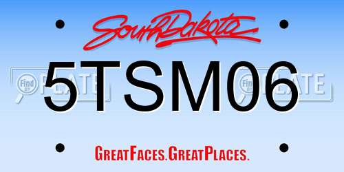 5TSM06 South Dakota License Plate