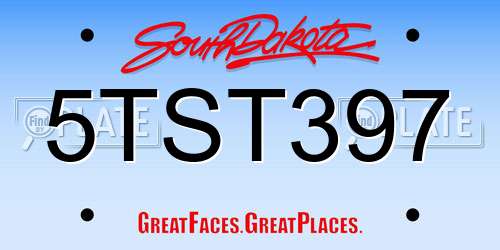 5TST397 South Dakota License Plate