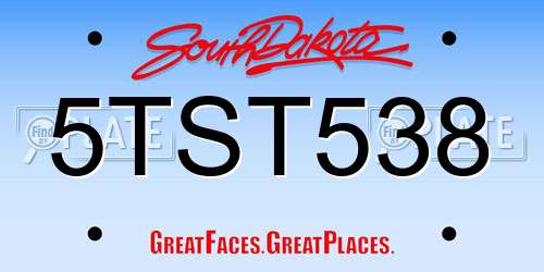 5TST538 South Dakota License Plate