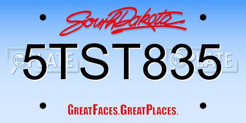 5TST835 South Dakota License Plate