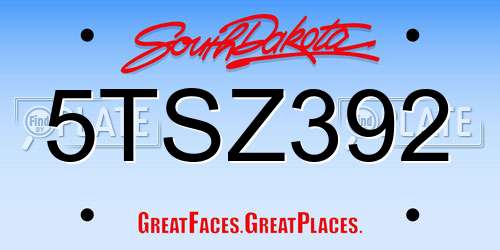 5TSZ392 South Dakota License Plate