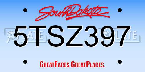 5TSZ397 South Dakota License Plate