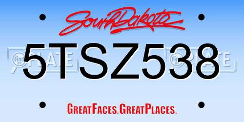 5TSZ538 South Dakota License Plate