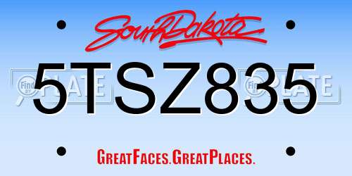 5TSZ835 South Dakota License Plate