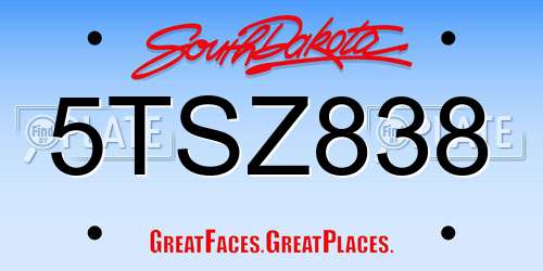 5TSZ838 South Dakota License Plate