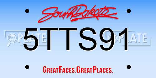 5TTS91 South Dakota License Plate
