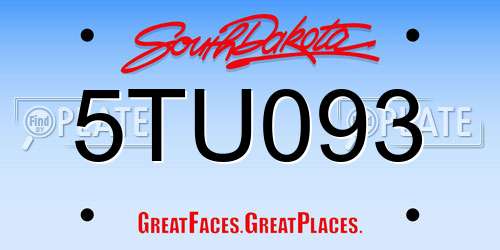 5TU093 South Dakota License Plate
