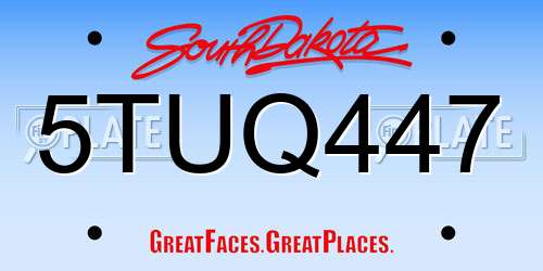 5TUQ447 South Dakota License Plate