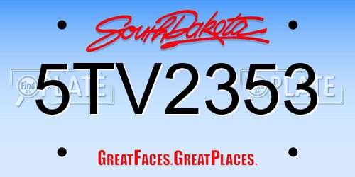 5TV2353 South Dakota License Plate