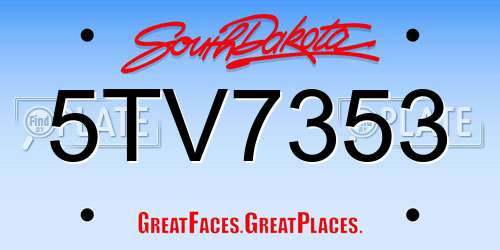 5TV7353 South Dakota License Plate