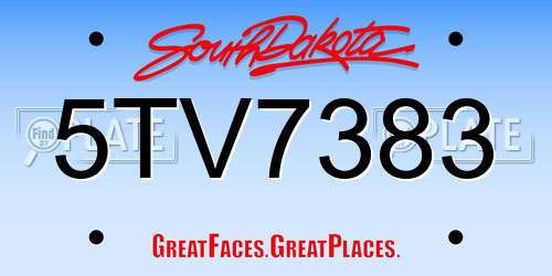5TV7383 South Dakota License Plate