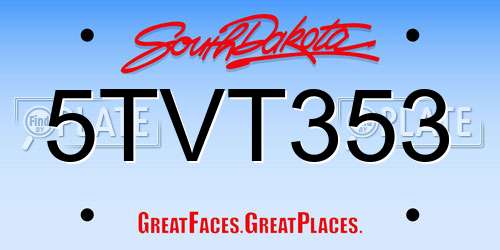5TVT353 South Dakota License Plate