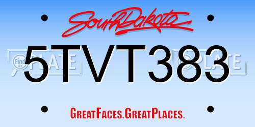 5TVT383 South Dakota License Plate