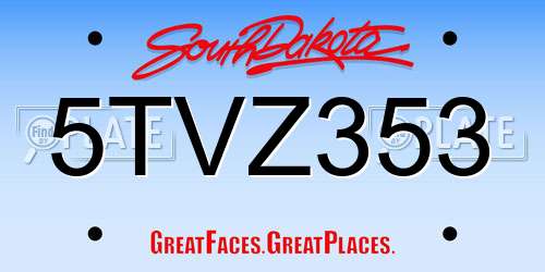 5TVZ353 South Dakota License Plate