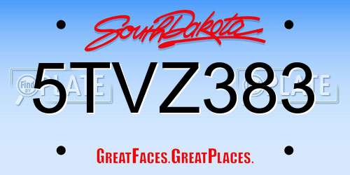 5TVZ383 South Dakota License Plate