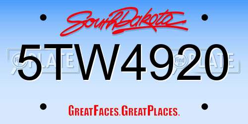 5TW4920 South Dakota License Plate