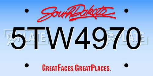 5TW4970 South Dakota License Plate