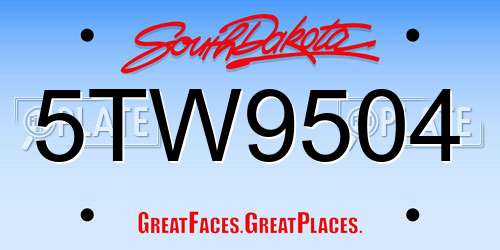 5TW9504 South Dakota License Plate