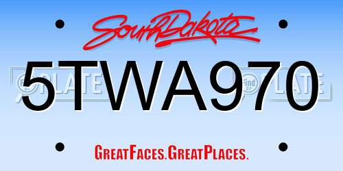 5TWA970 South Dakota License Plate