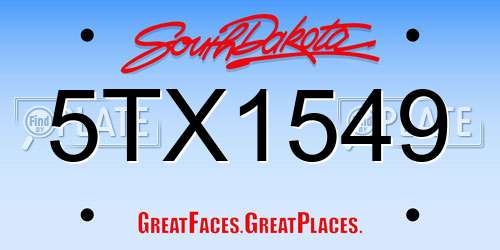 5TX1549 South Dakota License Plate