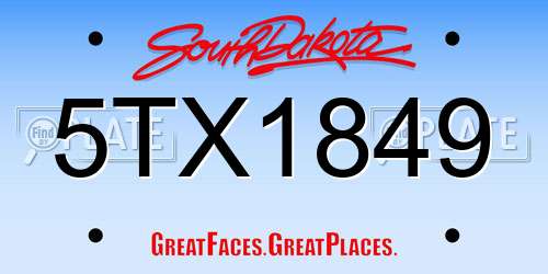 5TX1849 South Dakota License Plate