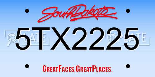 5TX2225 South Dakota License Plate