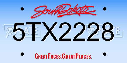 5TX2228 South Dakota License Plate