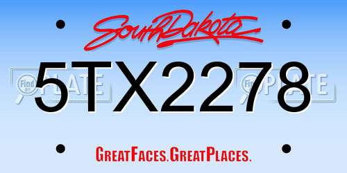 5TX2278 South Dakota License Plate