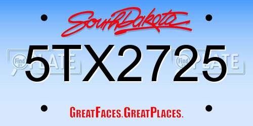 5TX2725 South Dakota License Plate