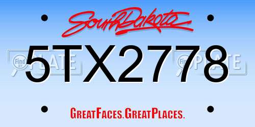 5TX2778 South Dakota License Plate