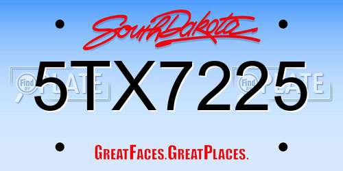 5TX7225 South Dakota License Plate