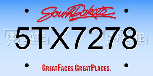 5TX7278 South Dakota License Plate