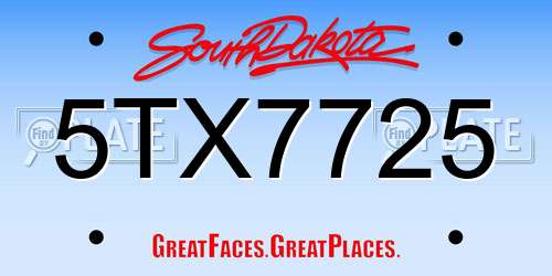 5TX7725 South Dakota License Plate