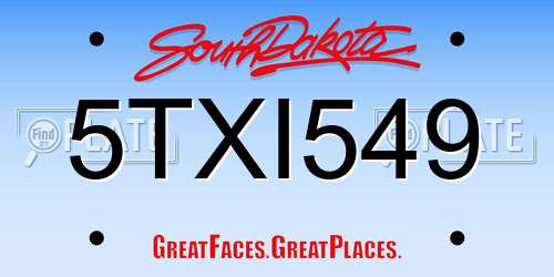5TXI549 South Dakota License Plate