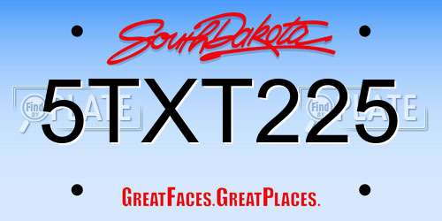 5TXT225 South Dakota License Plate