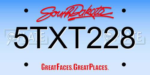 5TXT228 South Dakota License Plate