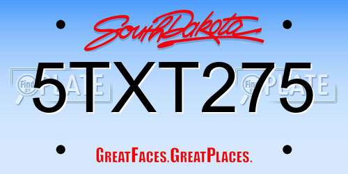 5TXT275 South Dakota License Plate