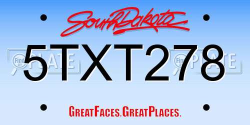 5TXT278 South Dakota License Plate