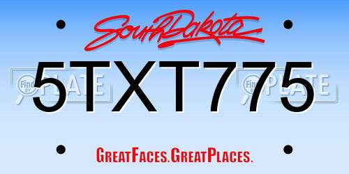 5TXT775 South Dakota License Plate