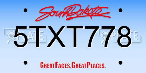 5TXT778 South Dakota License Plate