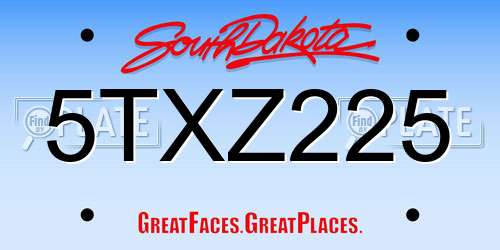 5TXZ225 South Dakota License Plate