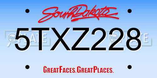 5TXZ228 South Dakota License Plate