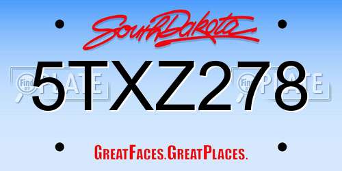 5TXZ278 South Dakota License Plate