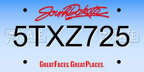 5TXZ725 South Dakota License Plate