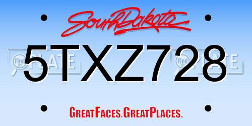 5TXZ728 South Dakota License Plate