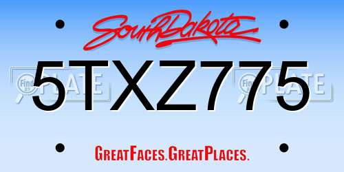 5TXZ775 South Dakota License Plate