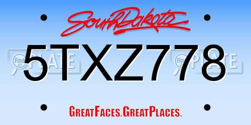 5TXZ778 South Dakota License Plate