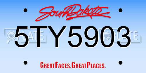 5TY5903 South Dakota License Plate