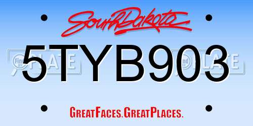 5TYB903 South Dakota License Plate