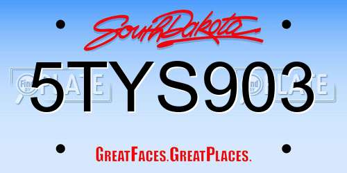 5TYS903 South Dakota License Plate